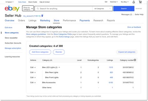 ebay seller hub overview page